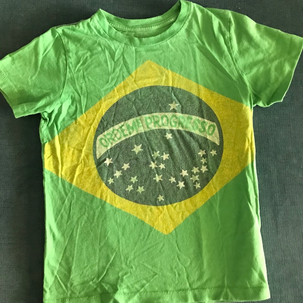 Kids Green Brazil Flag Graphic Tee Size 6/7